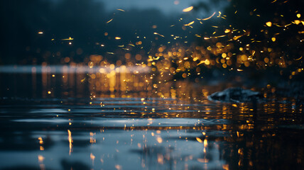 Golden Sparks on Water