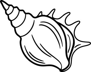 Line Art of Ritual Conch Shell Blowing Isolated on White Background Vector Illustration, Minimal Line Drawing of Conch Shell in Hindu Ritual, Hand Drawn Sacred Conch Shell Outline, Spiritual Conch Blo