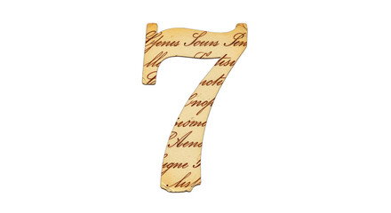 Number Seven with Antique Script Overlay.
