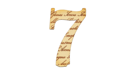 Number Seven with Antique Script Overlay.