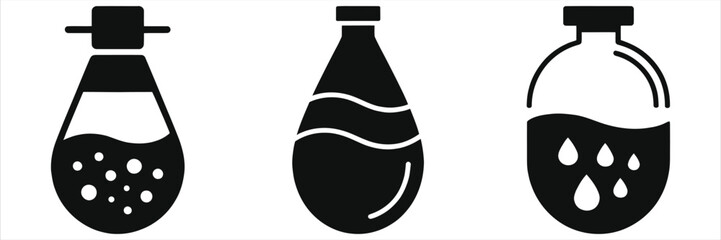 Water Filter Cartridges Icons - Black & White Set, Purification Elements, Clean Water, Vector Illustration, Plumbing Components