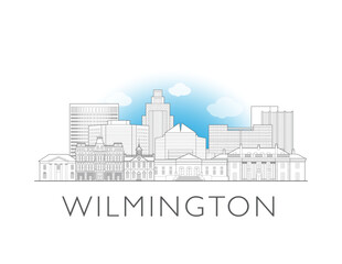 Fototapeta premium Wilmington, Delaware, cityscape illustration skyline drawing
