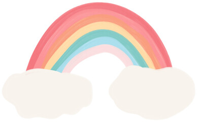 Pastel Colored Cute Rainbow Above The Clouds Illustration