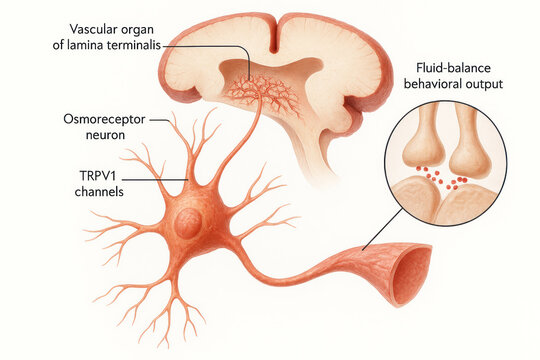 Illustration of an Osmoreceptor Neuron and Fluid Balance