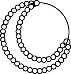 Minimal tasbih beads forming a moon shape isolated vector, Islamic prayer beads illustration, Black crescent-shaped tasbih silhouette, Ramadan and Eid decorative vector artwork