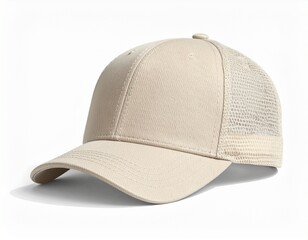 Fototapeta premium Stylish Beige Baseball Cap with Mesh Backing A Versatile Accessory for Everyday Wear