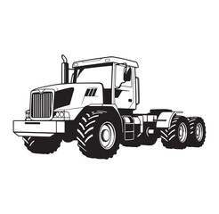 Naklejka premium Vector illustration of a heavy duty farm tractor in black and white isolated on white background