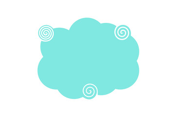  Whimsical Aqua Cloud Graphic with Spirals: A Playful and Modern Illustration of a Light Blue Cloud Embellished with White Swirling Accents, Ideal for Creative Storytelling, Child-Friendly Interfaces,