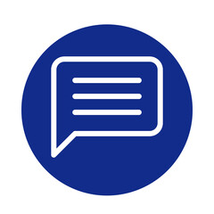 Blue circle icon with white speech bubble outline for communication