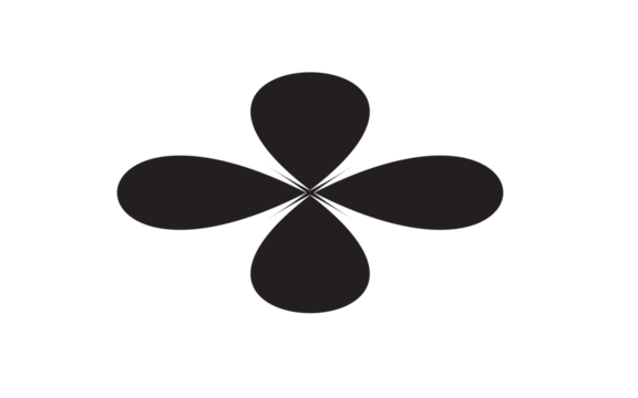  Symmetrical Black Petal Blossom Icon: A Stylized Four-Leaf Shape Comprised of Droplet-like Elements Radiating from a Central Point, Representing Natural Growth, Elegance, and Simplicity in Modern Gra