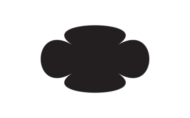 : Solid Black Rounded Clover Icon: A Smooth, Symmetrical Four-Leaf Shape with Gently Curved Edges, Symbolizing Good Luck, Harmony, and Organic Simplicity in Contemporary Branding and Digital Illustrat