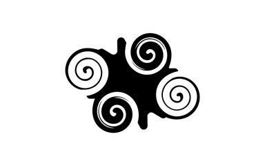 : Abstract Black Swirl Roots Graphic: A Stylized Representation of Intertwining Tree Roots or Organic Forms Adorned with Hypnotic Spirals, Symbolizing Growth, Connection, and Hidden Depths in Esoteric