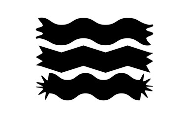 Fototapeta premium Dynamic Trio of Black Ribbon Banners: A Collection of Three Unique, Stylized Banners with Wavy and Jagged Edges, Offering Versatile Design Elements for Attention-Grabbing Headings, Certificates, and 
