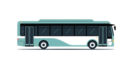 Modern passenger bus side view with blue and white design, symbolizing public transportation, urban mobility, and travel infrastructure
