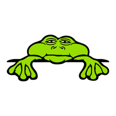 Frog Toad Tired Behind Fence Bag Sleepy Exhausted Sad