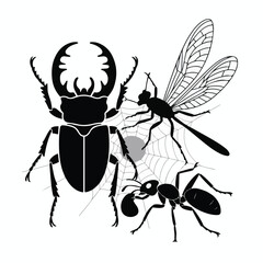  Detailed Black Insect and Bug Icons Set