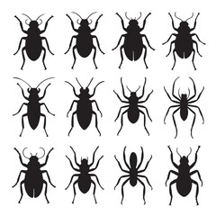 Insect Silhouettes Vector Collection - Bugs, Beetles, Ants, and Spiders Icons Set