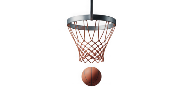 Basketball basket isolated on black background.