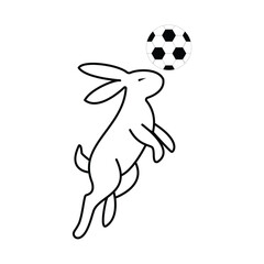Fototapeta premium Whimsical illustration of a rabbit playing soccer isolated on white background