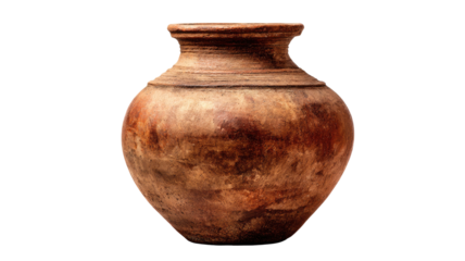 Egyptian Ancient Clay Pot Artifact Representing Historical Antiques and Traditional Pottery from Ancient Civilization on White Background