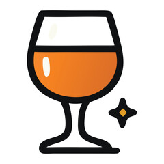 Glass of orange liquid with star suitable for beverage branding, summer campaigns, astrology themes, celestial concepts, and vibrant backgrounds.