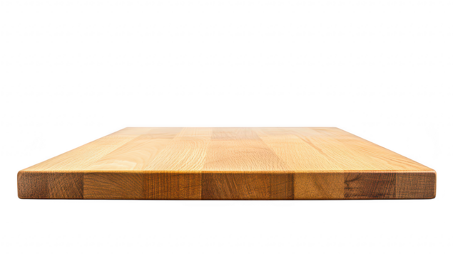 A beautifully crafted wooden cutting board with a smooth surface. its natural grain and texture. ideal for culinary use in kitchens or dining settings - Powered by Adobe