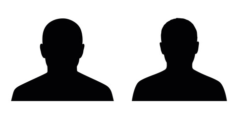 People avatar silhouettes vector – human head and shoulder icons, black profile pictogram for teamwork, communication, and social identity