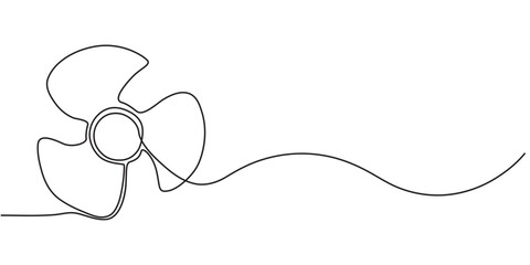 Obraz premium Electric fan continuous one line drawing. Single line draw of fan. Continuous one line draw design graphic vector illustration. fan