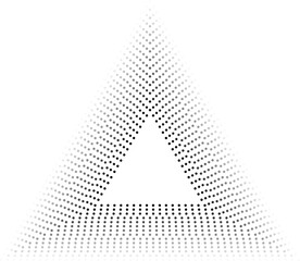Triangular dotted frame of fourteen concentric outlines with consistent thickness, filled with a gradient extending outward from the center.