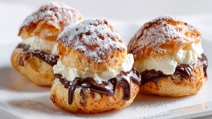 delicate profiteroles chocolate filled