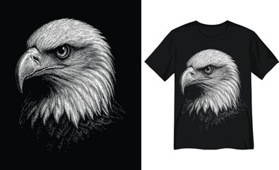 Detailed Hand Drawn Bald Eagle Head
