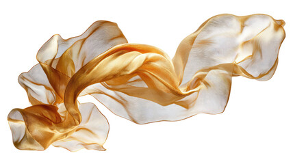 Fototapeta premium Vibrant Colorful Silk Cutout with Smooth Fabric Texture Abstract Flowing Textile Shape Decoration on white background