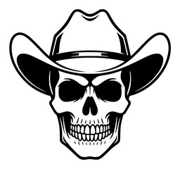 Skull wearing a cowboy hat, western, death, gothic, wild west, rebel