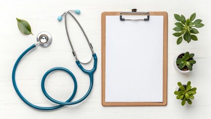 blank clipboard with stethoscope