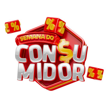 Semana do Consumidor Selo 3D PNG
