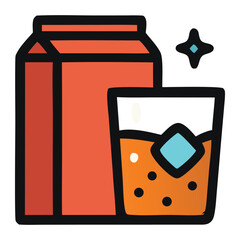 Carton of juice and icefilled glass for refreshing summer drink. Perfect for beverage, packaging, summer, refreshment, drink, and lifestyle concepts.