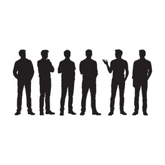 Silhouette of Businessmen Standing in Group Discussion