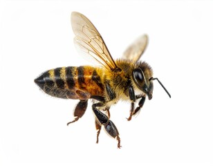 Honeybee in flight, side view