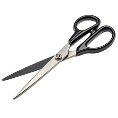 Fototapeta premium Sharp black handled scissors isolated on transparent background, a versatile tool for cutting paper, fabric, and various materials