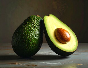 Fresh avocados on a textured surface