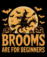 Retro Brooms are for Beginners Witch Riding Dragon Funny Halloween