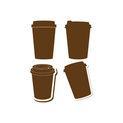 Vector illustration of coffee takeaway cups, ideal for cafe branding, packaging, menu design, and modern coffee shop graphics.