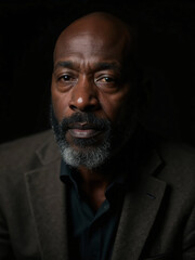 Obraz premium A portrait of a serious and contemplative senior black man