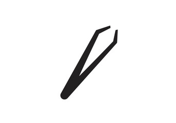 Black tweezers point upwards angled on white