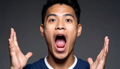 Close-up portrait of a man expressing astonishment