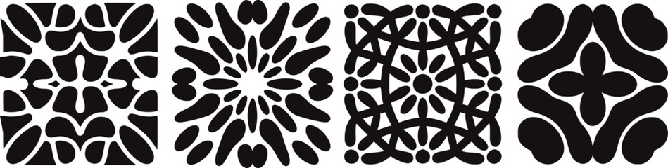 Abstract organic shapes black white graphic design vector