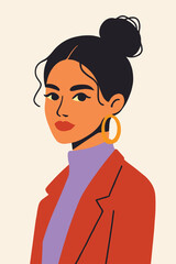 Fashion girl vector portrait, stylish woman illustration