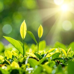 Fresh sprouts in sunlight