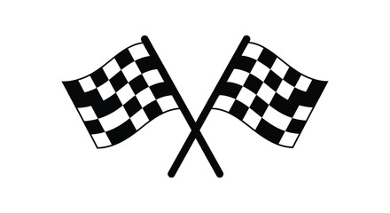 Fototapeta premium Crossing checkered flags illustration a distinct racing symbol silhouette