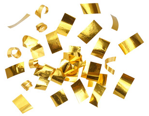 Golden Confetti Falling in Air 